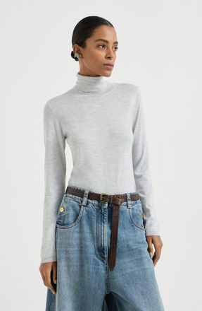 Brunello Cucinelli Cashmere and silk Sparkling sweater in Light Grey at Nordstrom, Size Xx-Large Eu