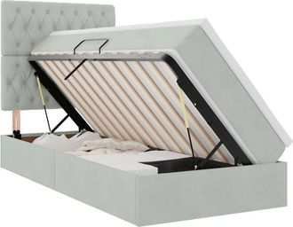 vidaXL Storage Bed with Mattress Light Grey 100 x 200 cm Velvet vidaXL