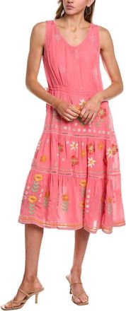 Johnny Was Leanna Tiered Dress With Slip In Guava