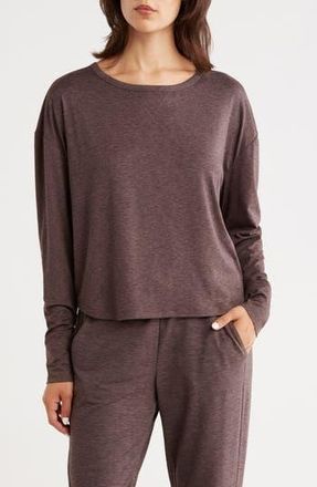 Zella Aura Lite Long Sleeve T-Shirt in Grey Plum Heather at Nordstrom Rack, Size X-Large