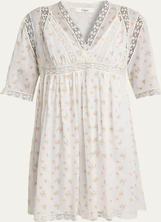 Chlo&eacute; Blooms Print Cotton Mini Dress