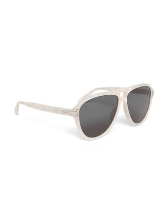 Amiri Unisex Aviator Logo Sunglasses In White Black Silver
