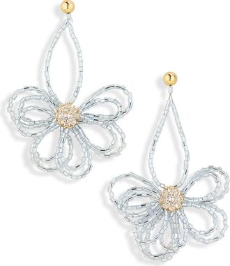 Natasha Beaded Flower Drop Earrings in Gold/Grey at Nordstrom Rack