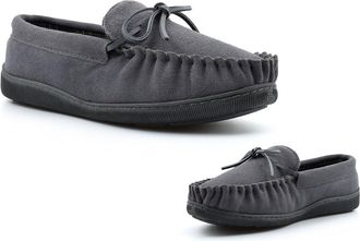 Generic Mens Moccasin Slippers Size 6 Boys Suede Slippers Size 8 Slip On Moccasins Mens Leather Slipper Boys Leather Slipper Real Suede Sizes 6-12 Grey 10 UK