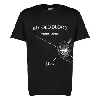 Dior T-Shirts, male, Black, Size: M T-Shirt with Book Cover Embroidery and Print