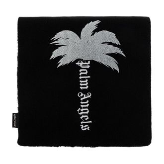 Palm Angels Embroidered Logo Scarf - Heren - Accessoires - Zwart - Maat: ONE Size Katoen