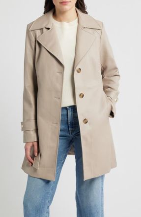 Via Spiga Belted Faux Leather Trench Coat in Dune at Nordstrom, Size X-Small