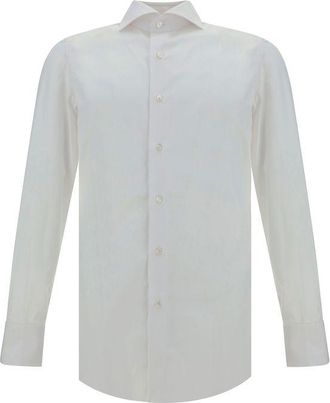 Finamore White Cotton Dress Mens Shirt