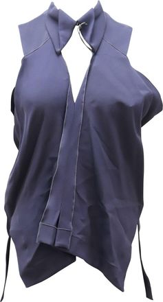 Roland Mouret Roland Mouret Sheer Sleeveless Top in Blue Silk