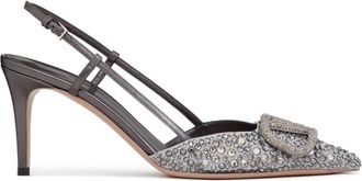 Valentino Garavani 80mm VLogo Signature slingback pumps - women - Zamak/Goat Skin/Lamb Skin/Calf Leather/Sheepskin - 35.5 - Grey