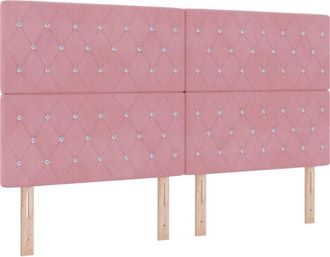 vidaXL LED Headboard with LED Strip Lights Argyle Pink 90 cm Velvet vidaXL