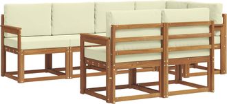 vidaXL Conjunto De Sof&aacute;s De Exterior 7 Uds. Natural Y Crema Vidaxl