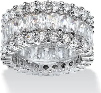 Palm Beach Jewelry 12.42 TCW Baguette-Cut Cubic Zirconia Platinum-Plated Eternity Ring