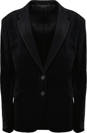 Prada Enkelrijige fluwelen blazer - Dames - Blazers - Zwart - M - Katoen - Jassen