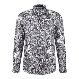 Philipp Plein Tattoo Zijden Shirt Slim Fit - Heren - Casual Overhemden - Zwart - S - Overhemden