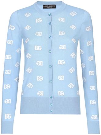 Dolce & Gabbana Cardigan DNA con stampa logo - Blu