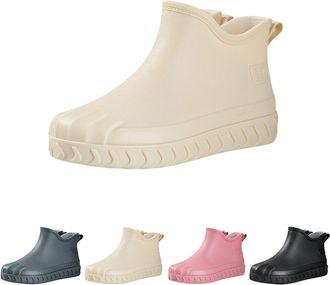 Generic Wellington Womens Rain Boots Waterproof Ankle Boots with Anti-Slip Traction Outdoor Casual Rubber Water Shoes for Boating, Camping, Farming, Outdoor W