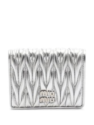 Miu Miu 2010-2025 Metallic Matelasse Wallet small wallets - women - Calf Leather/silver - One Size