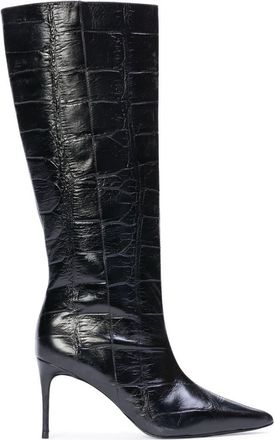 Black Suede Studio Ember 80 Croc Boot in Black Croc Leather at Nordstrom, Size 38.5