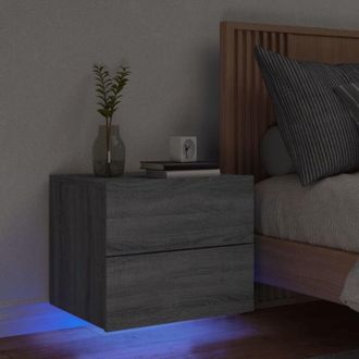 vidaXL vidaXL Comodino a Parete con luci LED Grigio Sonoma