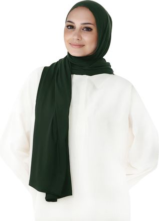 Lina & Lily Pre-sewn Instant Slip-on Modal Jersey Hijab Head Scarf Wrap for Muslim Women (Jungle Green)