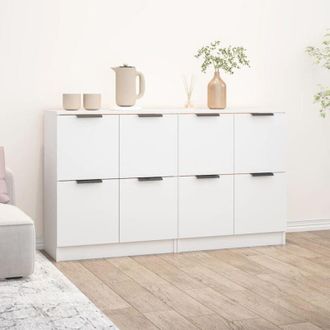 vidaXL Credenze 2 pz Bianco 60x30x70 cm in Legno Multistrato - Vidaxl