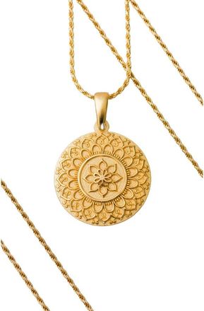 Mantra I Am Strong And Powerful mandala necklace in Original - Gold at Nordstrom