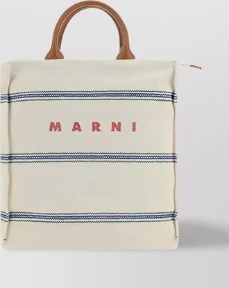 Marni canvas logo print tote bag