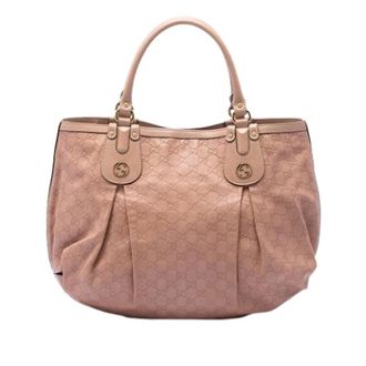 Gucci Pre-owned Embossed Leather Tote - Dames - Pre-owned - Roze - Maat: ONE Size Leer