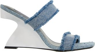 Karl Lagerfeld Heeled Sandals - Waverly Double Strap Slide - blue - Heeled Sandals for ladies