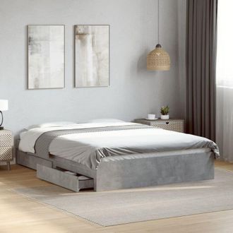 vidaXL Cama Con Cajones Madera Ingenier&iacute;a Gris Hormig&oacute;n 135x190 Cm Vidaxl