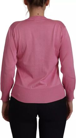 Dolce & Gabbana Pink 100% Silk Button Down Cardigan Womens Sweater (Pre-Owned)