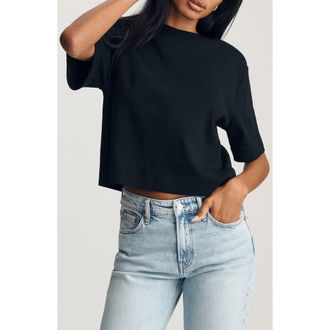 Mavi Riley Crewneck T-Shirt in Black at Nordstrom, Size Medium