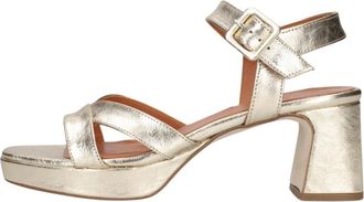Catwalk Rellen Sandalen - Dames - Sandalen met hakken - Geel - 41 EU - Leer - Schoenen