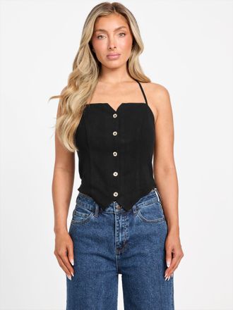 Guess Zulley Linen-Blend Halter Top