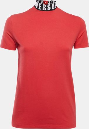 Versus Red Cotton Logo Detailed High Neck T-Shirt XS