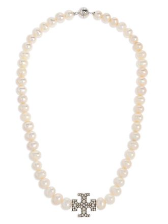 Tory Burch Halsketting met imitatieparel - Beige