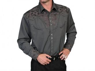 Scully Western Fashion Snap Shirt In Charcoal