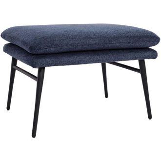 Hhg Poggiapiedi pouff 259 Lounge elegante tessuto, blu