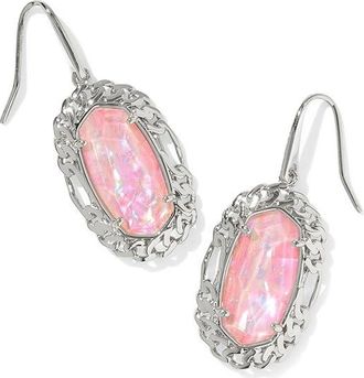 Kendra Scott Dani Figaro Frame Drop Womens Earrings Earring Silver Pink Iridescent Mother Of Pearl, Brass