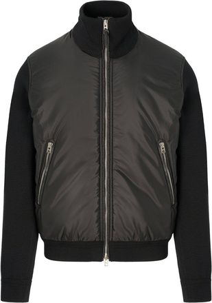 Tom Ford NYLON FRONT MERINO CARDIGAN Size: 52, colour: BLACK