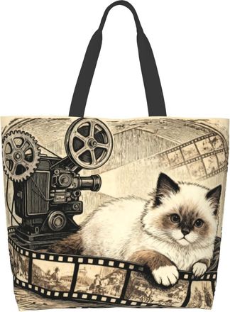 Generic Cute Squirrel Pine Cones Shopper Bag Eco Friendly Shoulder Bag Lightweight Shopping Bags For Yoga Daily Use College