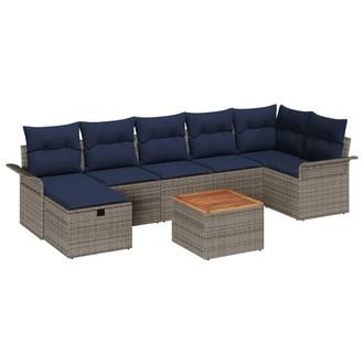 vidaXL Conjunto De Sof&aacute;s De Jard&iacute;n Con Coj&iacute;n 8 Pcs Gris Polirat&aacute;n Vidaxl