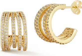 Glaze Jewelry Cubic Zirconia Pav&eacute; Cage Hoop Earrings in Gold at Nordstrom Rack