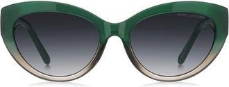 Marc Jacobs 54mm Cat Eye Sunglasses in Green Brown/Dark Grey at Nordstrom