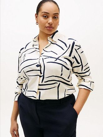 Tommy Hilfiger Curve Regular Fit Gold-Tone Button Shirt