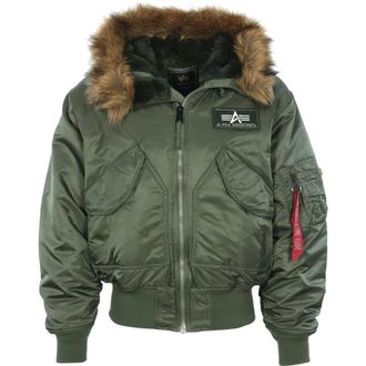 Alpha Industries Stijlvolle Hooded Bomberjas - Heren - Bomber jackets - Groen - M - Nylon - Jassen