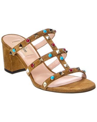 Valentino Rockstud Caged 60 Suede Sandal