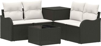 vidaXL Juego De Sof&aacute; 6 Uds. Negro Y Blanco Crema Vidaxl