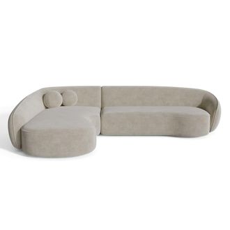 Sia Home Sof&aacute; esquinero izquierdo de tejido tramado tacto suave crema